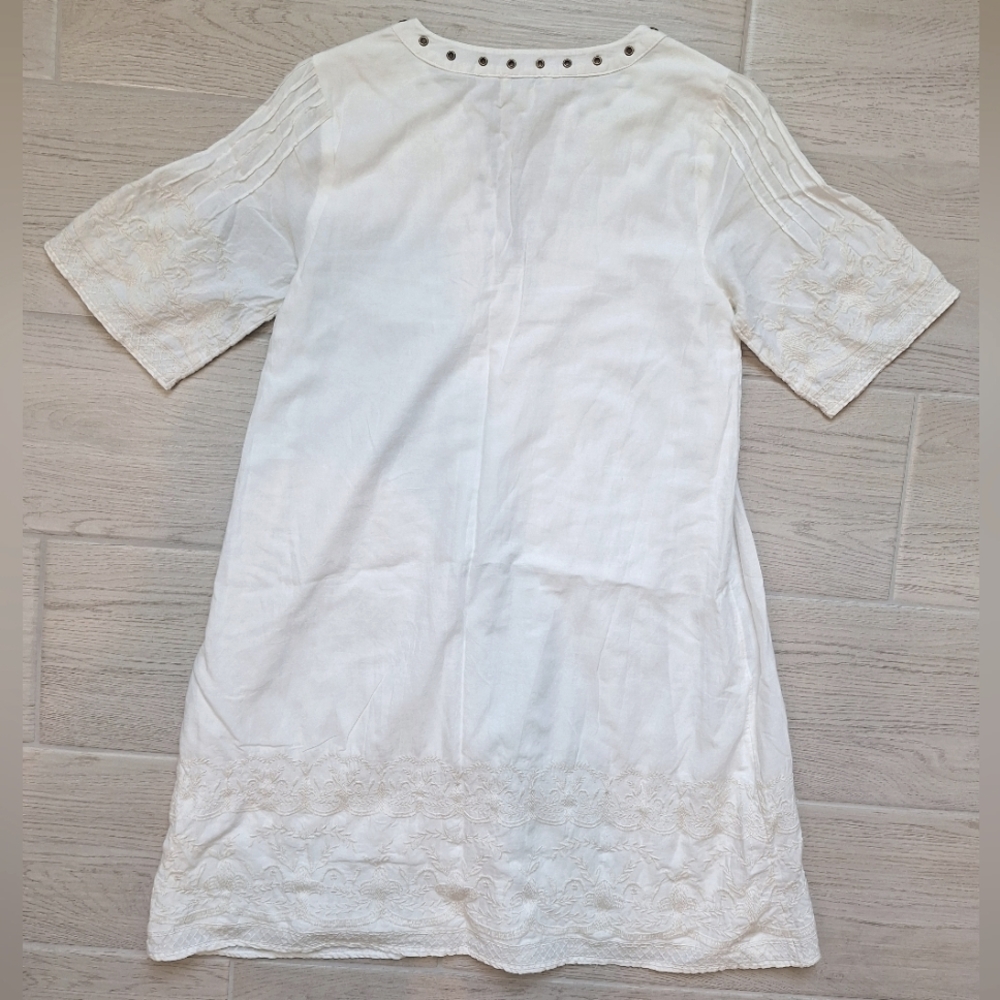 Sundance Nicolette embroidered V-neck white cotton dress with embroidery - XS - Picture 10 of 13